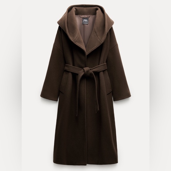 ** SOLD** Oversize, hooded, Zara, Manteco, wool coat. Belted - Picture 4 of 7